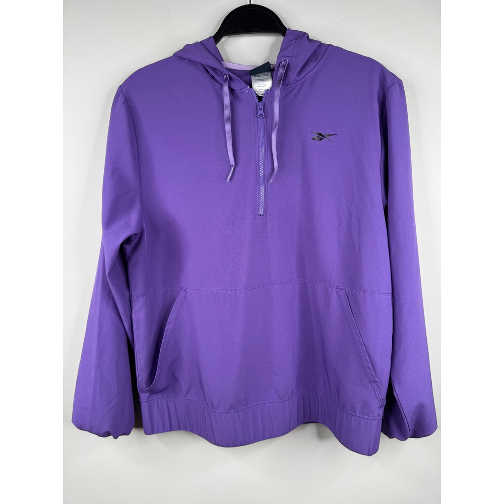 Reebok Women's Purple Quarter Zip Hoodie Size M Athletic Stretch Pullover